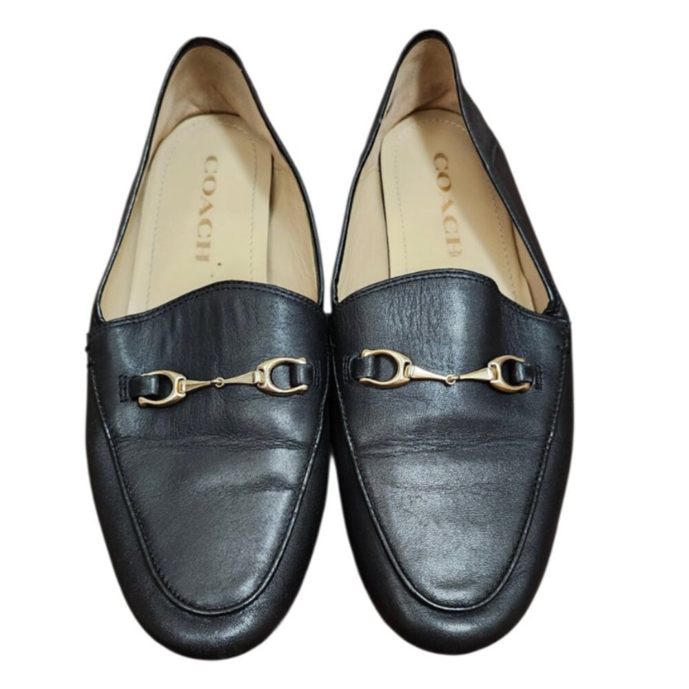Coach Leather Loafers Womens 6 Black Horsebit Slip On Flats Classic - Picture 2 of 11